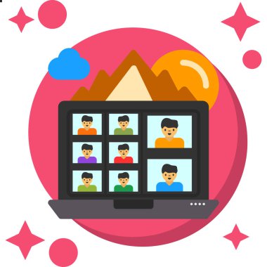 Çevrimiçi öğrenme düz simgesi