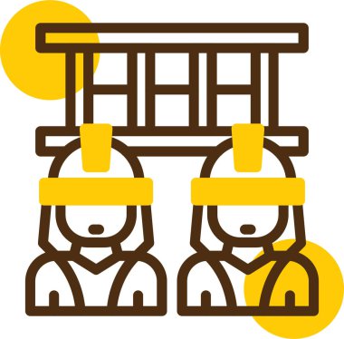 İnşaat sektöründe kutsal kişilerin resmi, vektör çizim