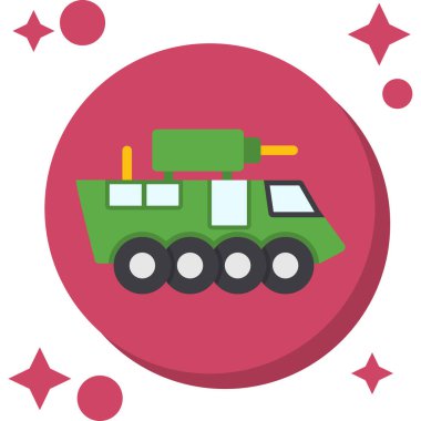 Düz dizaynlı askeri araç simgesi. Askeri ordu için vektör çizimi.