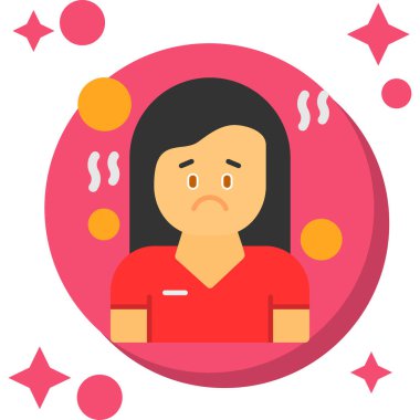 Ateşi olan hasta bir kadın. düz dizayn.