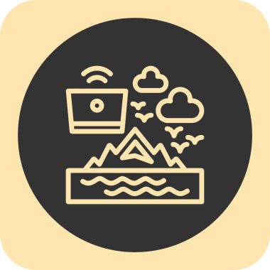 Peyzaj ve dağlar için manzara ikonunun vektör illüstrasyon simgesi