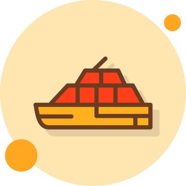 Bayrağı olan ahşap bir teknenin vektör çizimi