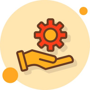 Düz stil olarak el ele tutuşan dişli simgesi