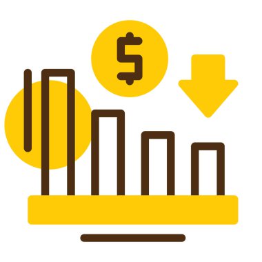 Dolar ve sikke vektör illüstrasyonlu bar tablosu