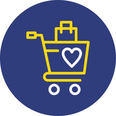 Kalp ikonlu alışveriş arabası
