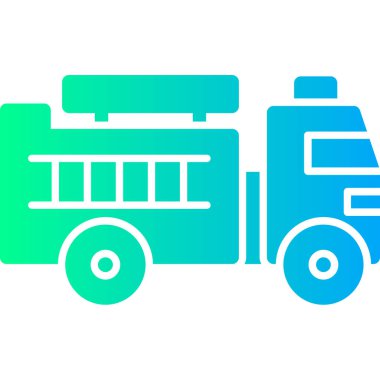 Mavi çizgili itfaiye aracı ikonu beyaz arka planda izole edildi. İtfaiye. Ateşli itfaiye aracı. vektör illüstrasyonu