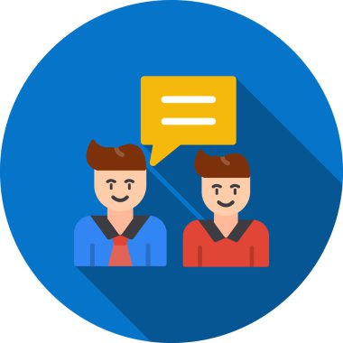 Konuşma balonu olan iki kişi..