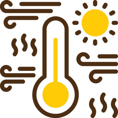 Sıcak güneş sıcaklığı simgesi taslak biçiminde