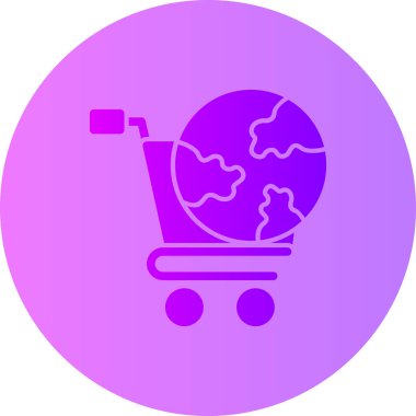 Alışveriş arabası simgesi çizimi olan dünya