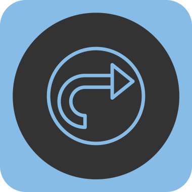 Ok sağ düz vektör simgesi kare