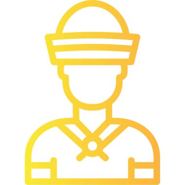 Yapıcı Adam vektör simgesi. biçim düz sembol, turuncu renk, yuvarlak açılar, beyaz arkaplan