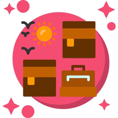 seyahat valizi yaz simgesi düz stil