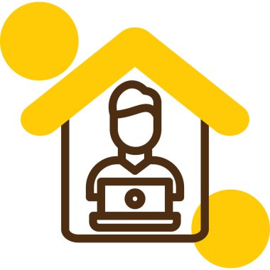 Emlak simgesi. Vektör stili düz ikonik sembol, yuvarlak açılar, sarı renk. beyaz arkaplan.