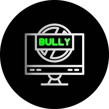 Modern basit vektör düğmesi, beyaz daire şeklinde soyut metin içeren yuvarlak simge