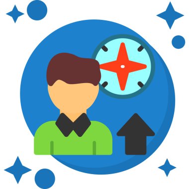 Bir yıldız ve pusula ile iş adamı