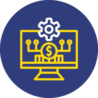 Dişli tekerli bilgisayarın vektör illüstrasyon simgesi