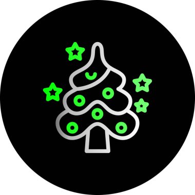Yıldız ve Noel ağacı ikonu, vektör, illüstrasyonlu Noel ağacı