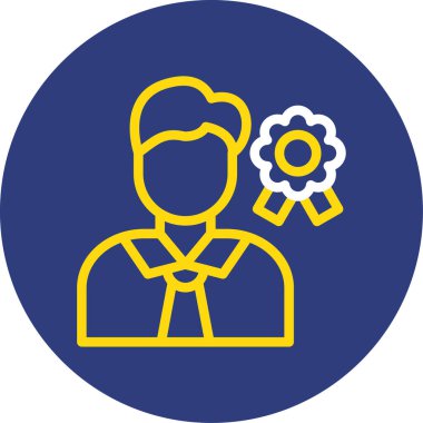 Çelenk ikonlu bir adam. vektör illüstrasyonu