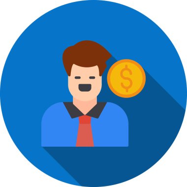 Para simgesi olan iş adamı, düz tasarım