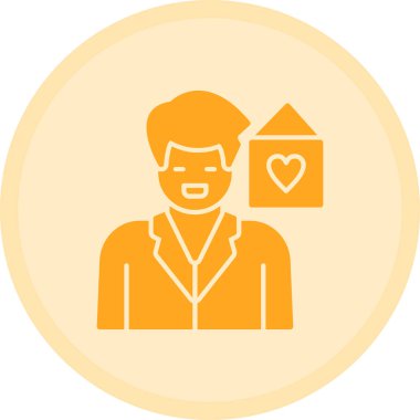 Kalp ikonu vektör illüstrasyon tasarımlı adam