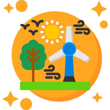 Bir rüzgar türbininin vektör çizimi