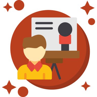 Röportaj düz ikon vektör illüstrasyonu