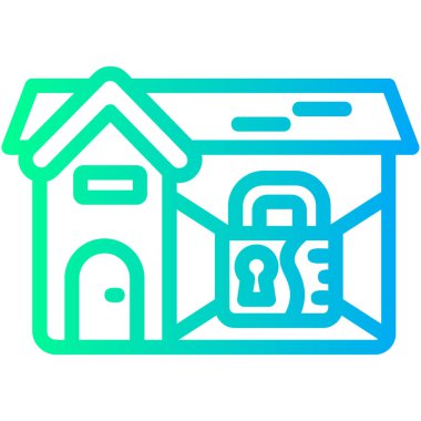 Kilit simgesi olan ev, vektör illüstrasyonu