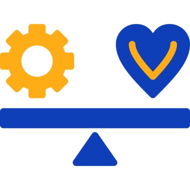 iki kalp ve dişli vektör simgesi