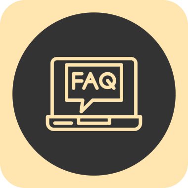 Soru işareti ve faq işaretli dizüstü bilgisayarın vektör illüstrasyon simgesi