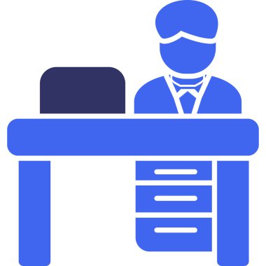 İş adamı masa simgesi vektör illüstrasyonu