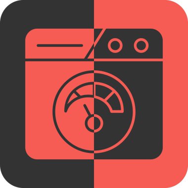 çamaşır makinesi düz yuvarlak vektör simgesi gölge ile