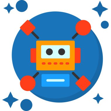 robot düz simgesi, vektör, illüstrasyon