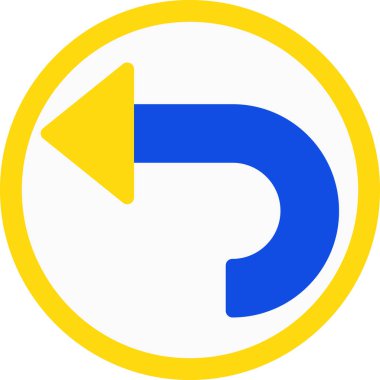 Sola vektör simgesine dön. biçim düz simge sembolü, sarı renk, beyaz arkaplan.