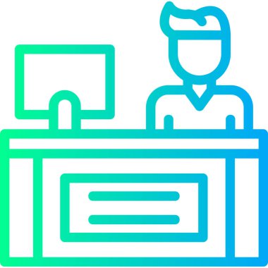 Dizüstü bilgisayarı ve bir torba kağıdı olan bir adamın vektör çizimi