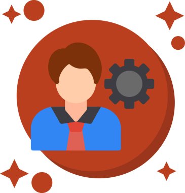 Adam avatarı dişli ve vites vektör çizimi