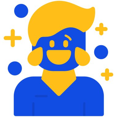 Farklı renk ve simgeye sahip adam, vektör illüstrasyonu