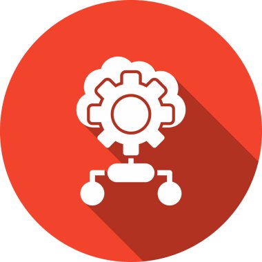 vektör simgesi ayarlanıyor. Bu yuvarlak sembol beyaz arkaplanda kırmızı, turuncu ve gri renkli bir simgedir.