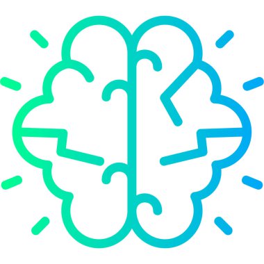 Beyin simgesi. Beyin vektör simgesi web için anahat çizimi