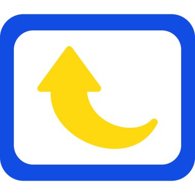 Simgeyi tazele. Vektör biçimi yuvarlak açılı düz ikonik sembol, sarı renk, beyaz arkaplan.