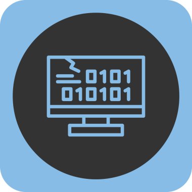 Kod simgesi. Düz vektör çizimi. Kod sembolü. izole edilmiş mavi ve gri renkler