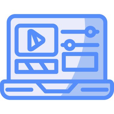 Dizüstü bilgisayar simgesi vektörü. İnce çizgi işareti. İzole edilmiş kontür sembolü gösterimi