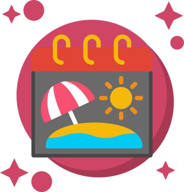 Güneş ikonu, yaz tatili vektör illüstrasyonu