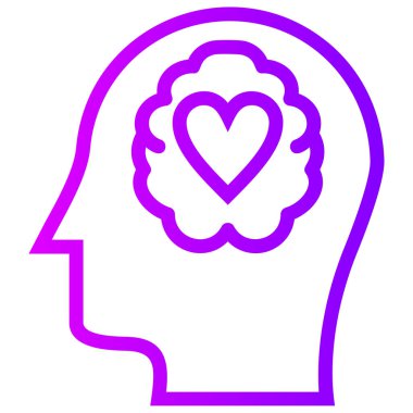 kalp ikonlu baş, ana hatlı vektör