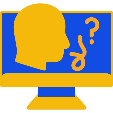 Dizüstü bilgisayardaki soru işareti. Web simgesi basit illüstrasyon