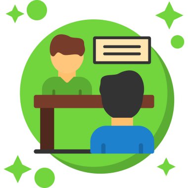 İş adamları simgeyle düz şekilde buluşuyor