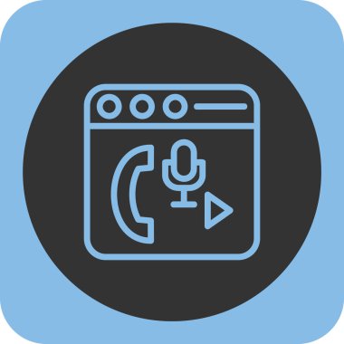 radyo vektör simgesi. stil yuvarlak düz bicolor düz sembol, yuvarlak kare, yuvarlak mavi ve gri renkler,