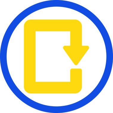 Ok simgesini indir. vektör biçimi, yuvarlak açılı, sarı ve beyaz renkli çift renkli düz ikonik semboldür.,