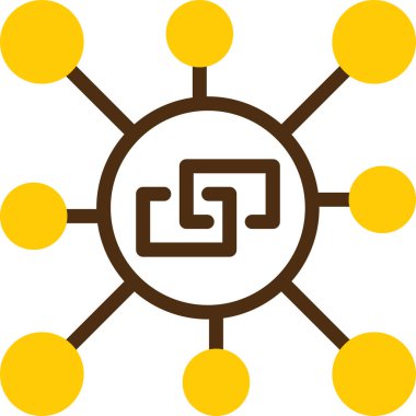 küresel ağ. Düz çizim. düz arkaplanda yuvarlak ve sarı renk.