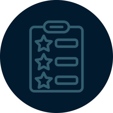 Moda tasarım tarzında kontrol listesi simgesi. Mavi üzerine izole edilmiş kalite vektör sembolü. Kontrol listesi simgesi vektörü basit ve modern düz biçim.