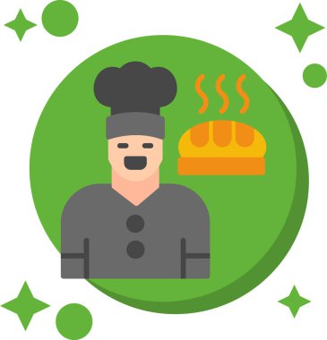 Şef düz simge, vektör illüstrasyonu